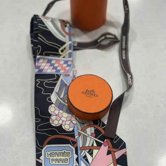 Hermès Twilly Scarf in Black, Blue, and Pink - Picture 3 of 9